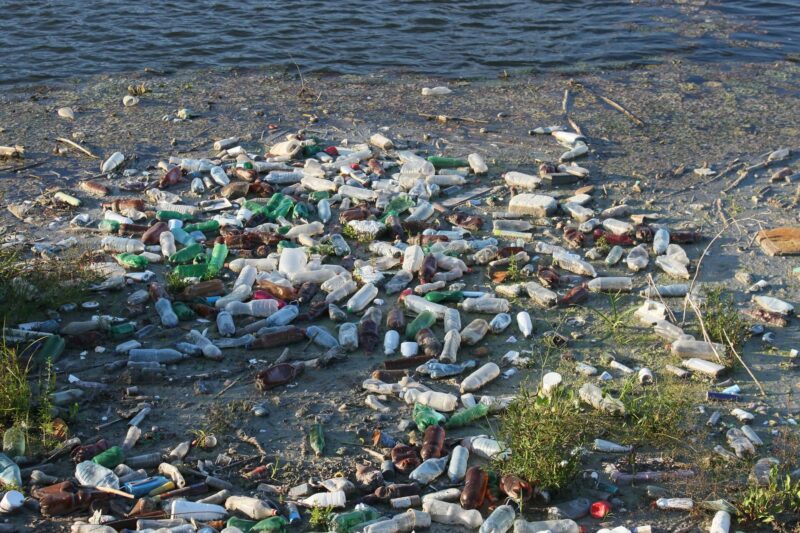 海岸邊散落的海洋垃圾