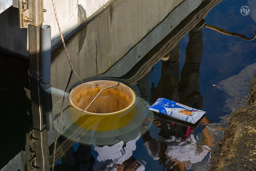 海洋垃圾清理計畫：海洋垃圾桶seabin示意圖(圖片來源：ITU)